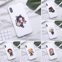 demon slayer kawaii anime phone case for iphone 11 pro max x xr xs 8 7 6s plus candy white silicone cases