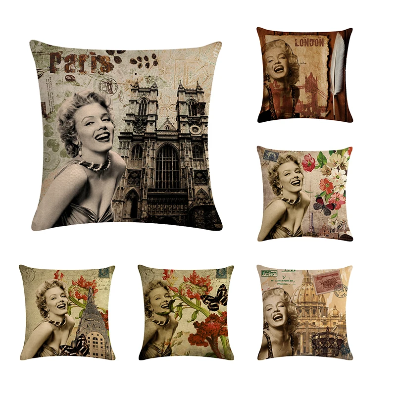 45x45 см Мэрилин Монро винтажная Декоративная Подушка Диван Цветочная поясная