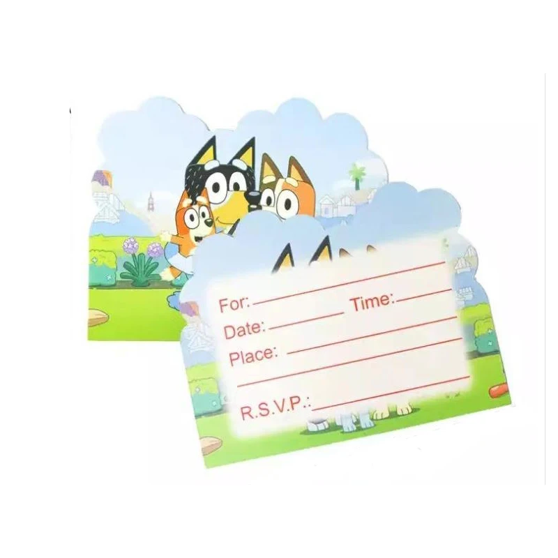 

100pcs/lot Happy Birthday Party Baby Shower Dog Family Theme Invitation Cards Boys Child Kids Favors Decoration Events Supplies