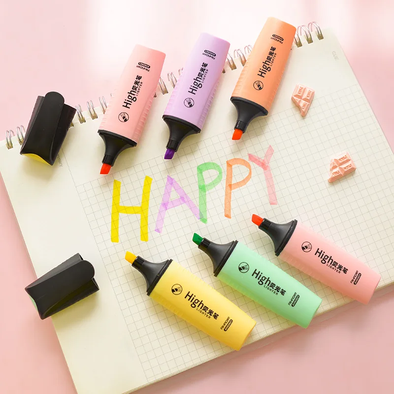

5pcs Macaron Color Marker Highlighter Pen Mild Colors Highlight Spot Liner Stationery Office Accessories School Supplies A6713