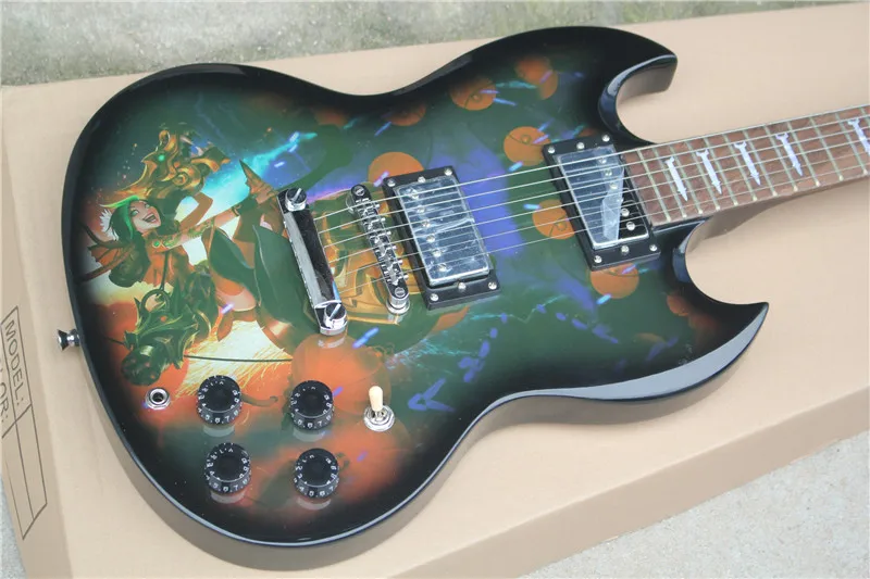 

Factory custom shop Newest Lol hero League pattern electric guitar sg-400 electric guitar in stock 531