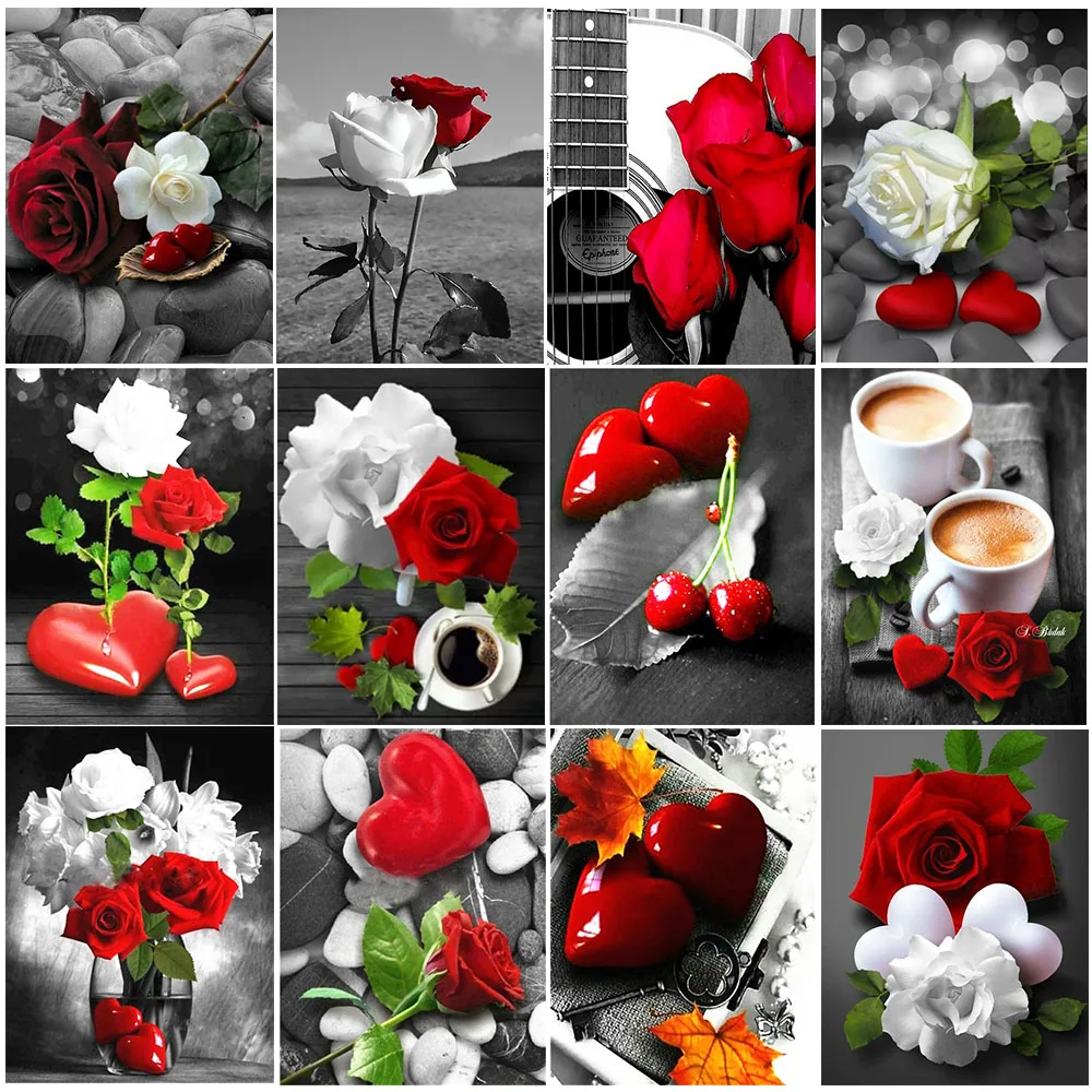 Алмазная 5D картина цветы розы полноформатная круглая мозаика с рисунком в виде