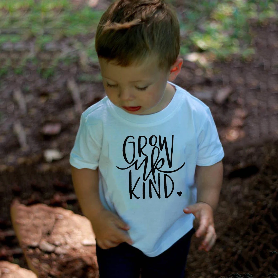 Grow Up Kind-Camiseta de manga corta para ni&ntilde;os, camisetas de moda de verano, camisetas informales con cuello redondo, trajes bonitos-0