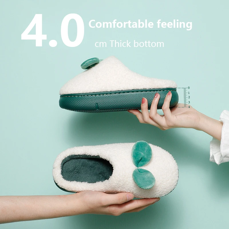 New Thick Cotton Slippers Female Autumn And Winter Cute Home Indoor Floor Plush Cotton Drag Non-Slip Warm Silent Couple Slippers