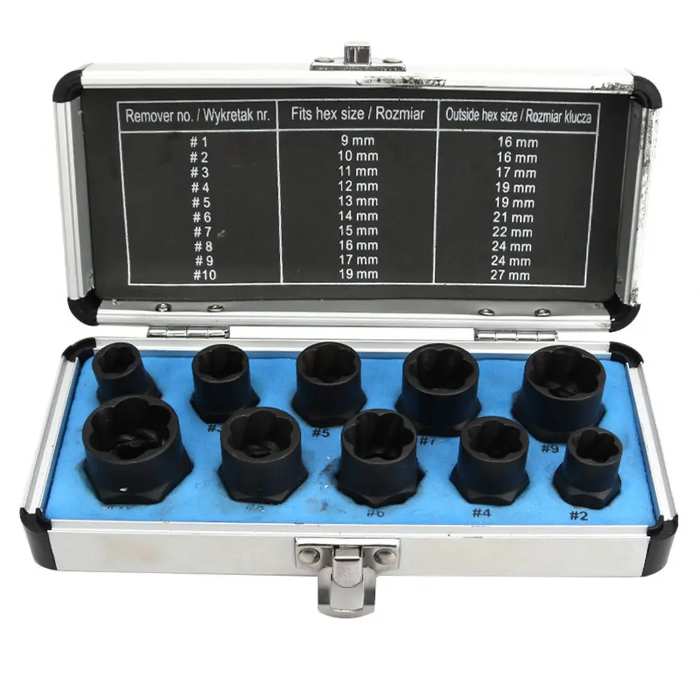 

Damaged Bolt Nut Screw Remover Extractor Removal Set Nut Removal Socket Tool Threading Hand Tools Kit With Box