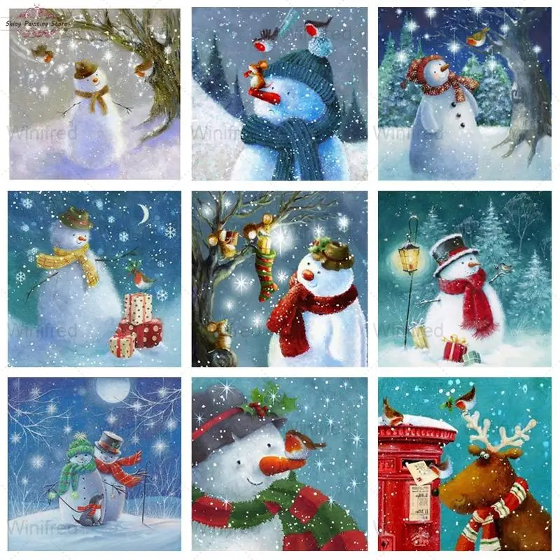 

DIY 5D Diamond Embroidery Kit Snowman Reindeer Full Square Round Drill Diamond Painting Mosaic Cartoon Christmas Decoration Gift