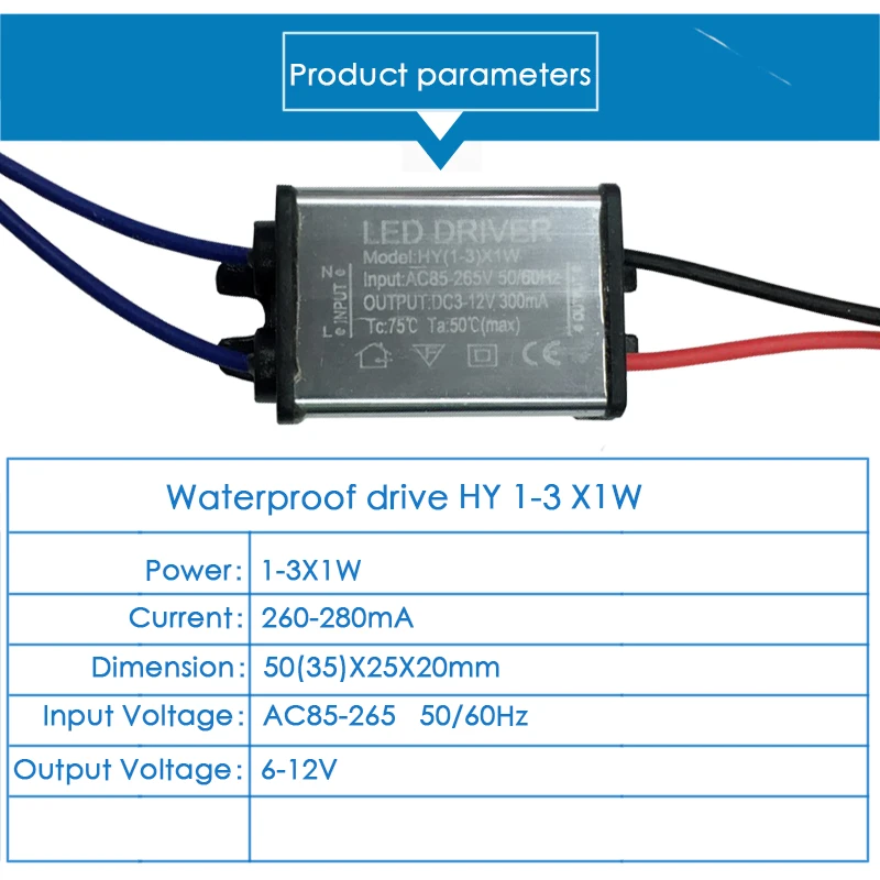 2pcs 3W High Power LED Waterproof Drive Supply 1-3X1W External AC85-265VDC6-12V | Лампы и освещение