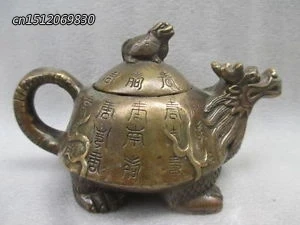 

Продуманный китайский старый медный ручной чайник для матери и ребенка с черепахой дракона