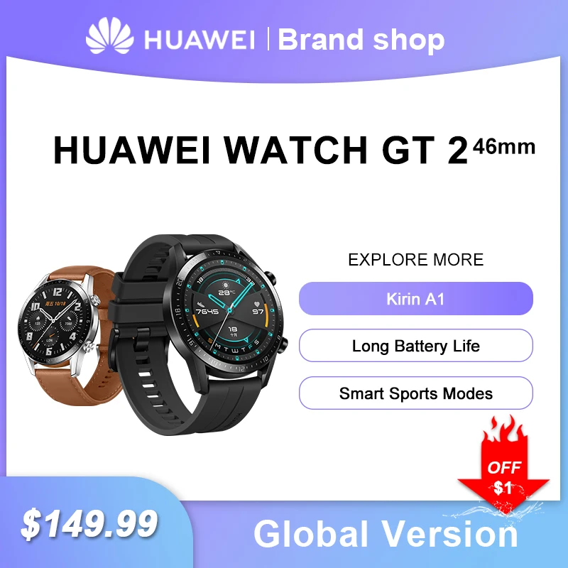 

Оригинальные Смарт-часы HUAWEI GT 2, пульсометр, трекер сна, водонепроницаемые Смарт-часы Huawei GT2, GPS, фитнес-трекер