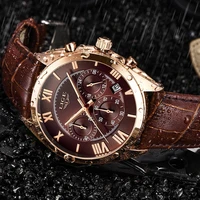 2021 lige watch for men top brand luxury waterproof 24 hour date quartz clock brown leather sports wristwatch relogio masculino
