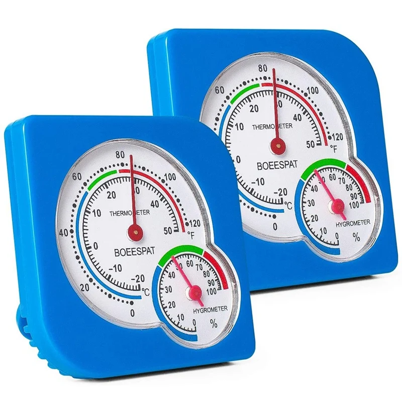 

2-Pack Mini Indoor Thermometer Hygrometer Temperature Humidity Monitor Gauge For Home, Kitchen, Reptile Terrariums -Blue