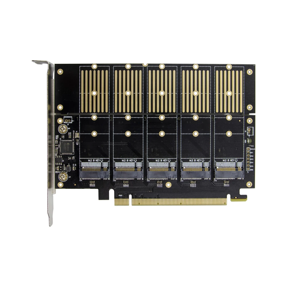Плата расширения PCIe Gen3 X16 на 5 портов M.2 NGFF B Key SATA адаптер 6 Гбит/с дополнительная 5x
