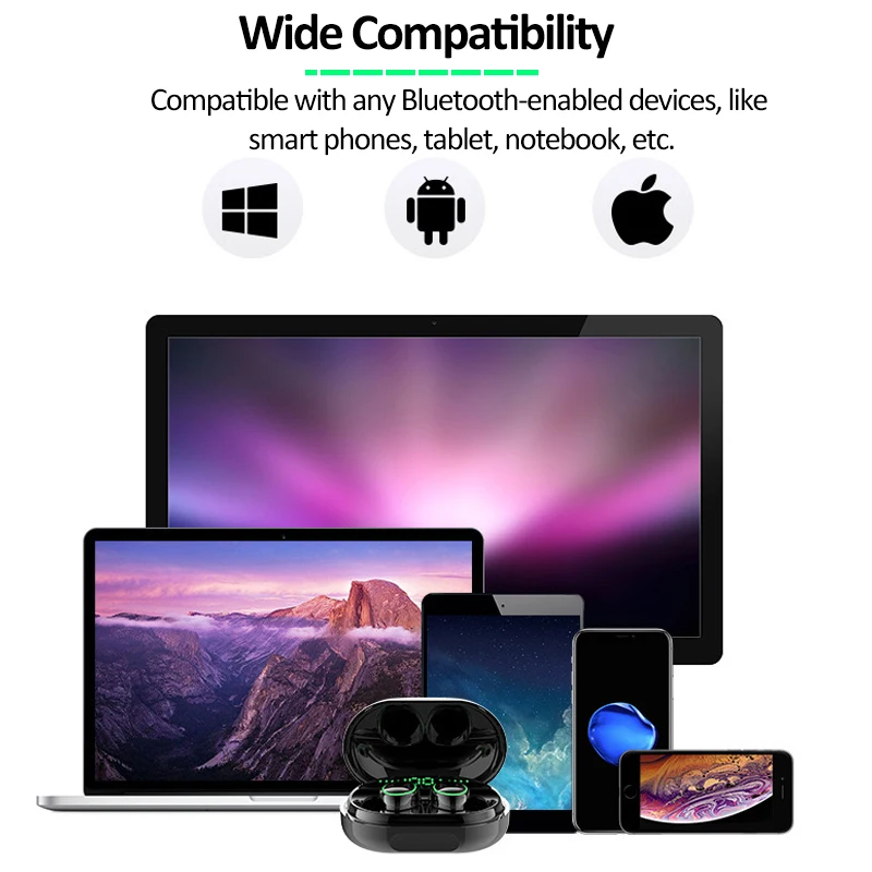 

IPX8 Waterproof Upgraded 6D TWS Earphones Stereo Wireless Touch Earbuds Headset 3500mAh Battery Power Bank LED Display for XM LG