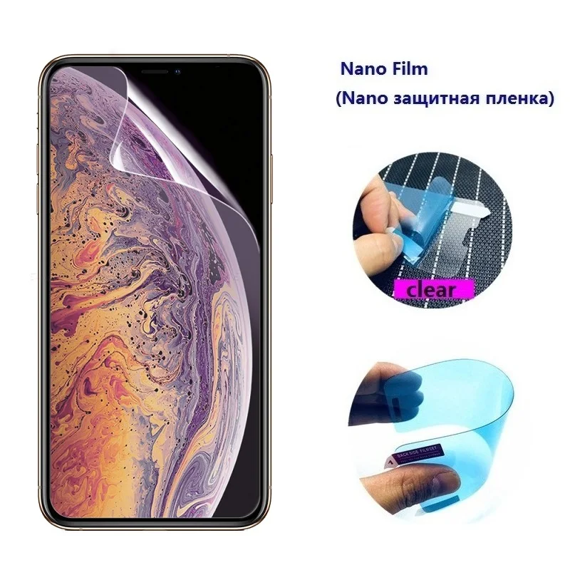 Прозрачная мягкая защитная нано пленка для экрана iPhone X XR XS Max Защита 11 Pro (не