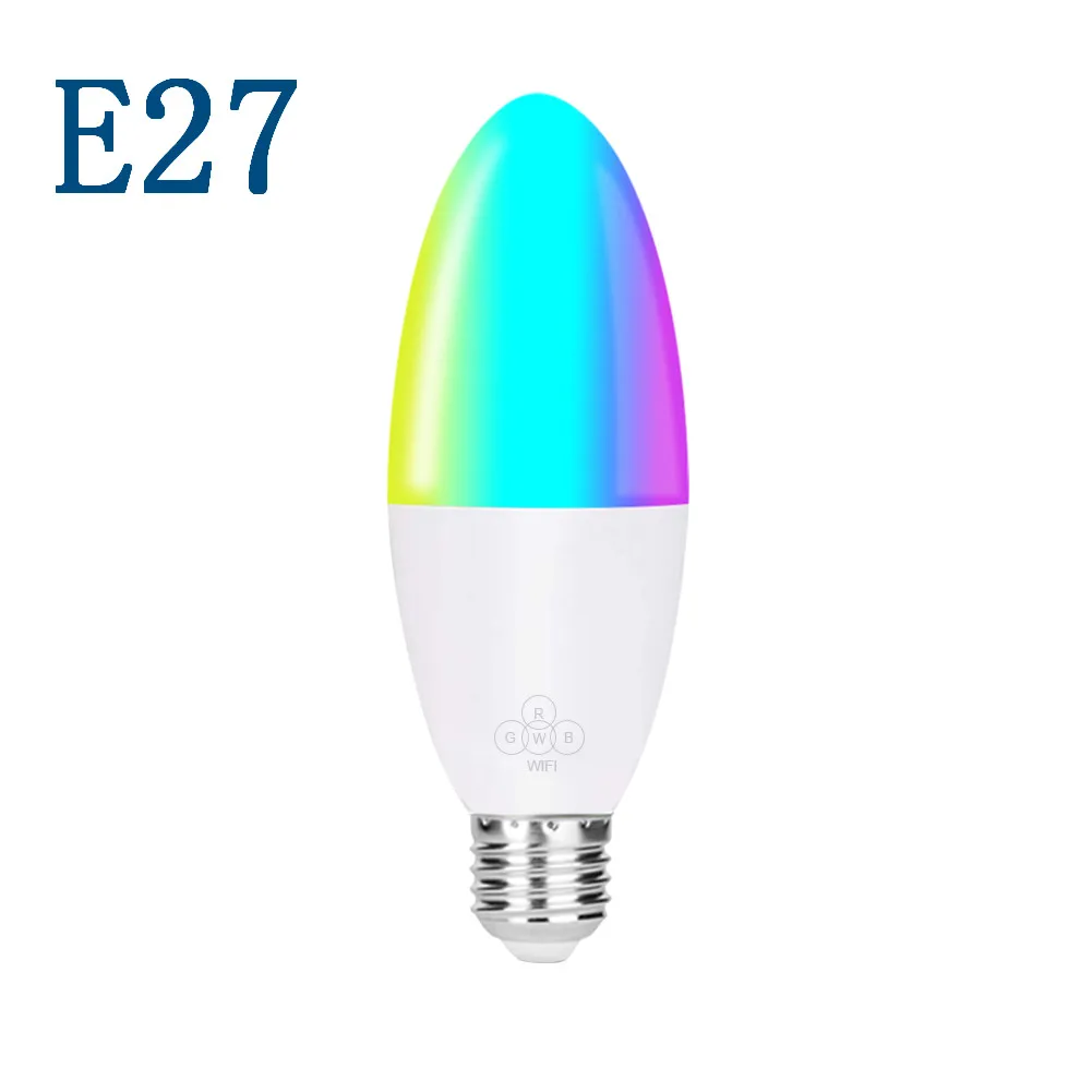 E27 Умная свеча Wi-Fi лампа E14/E26/E27/B22 RGB лампа умная жизнь Голосовое управление 6 Вт светодиодные лампы, совместимые с Alexa/Google Home/IFTTT - Испускаемый цвет: E27