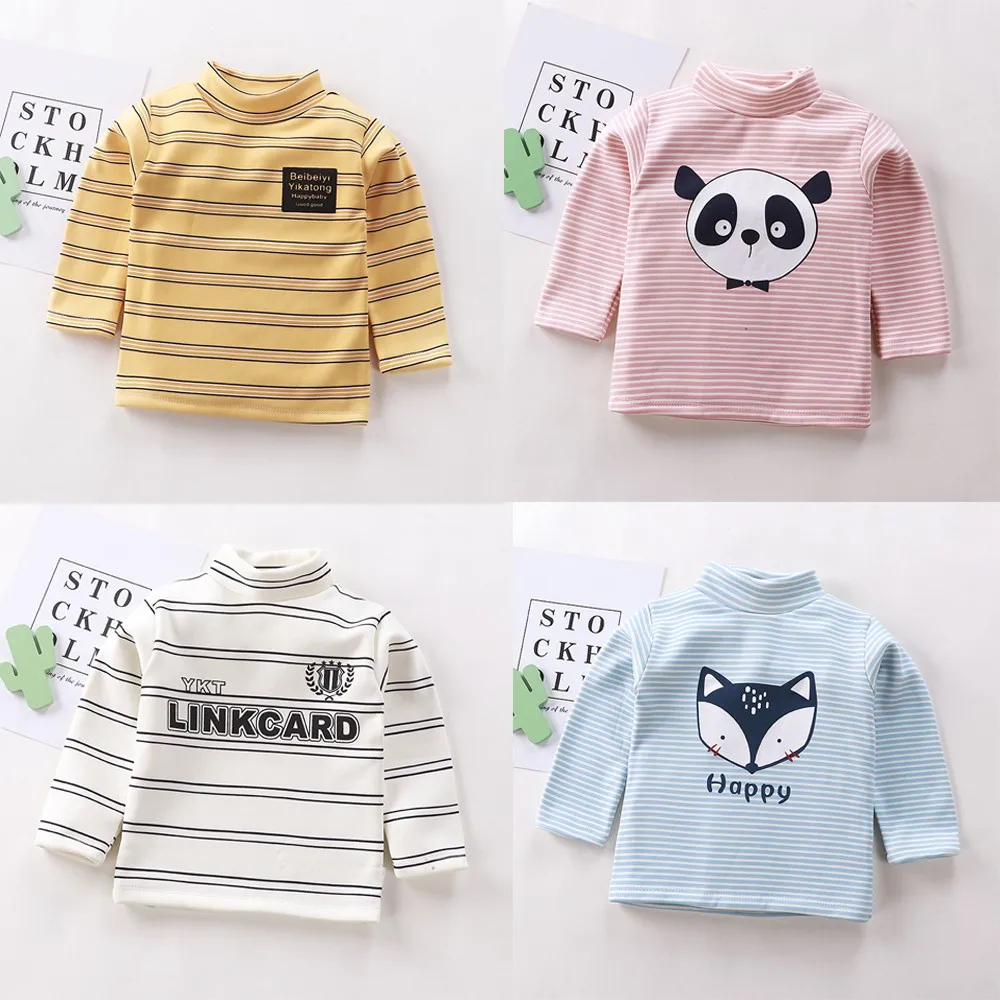 Детская одежда Осенняя водолазка с длинными рукавами Футболка для маленьких