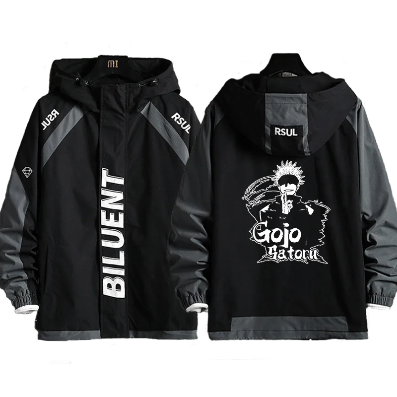 

Anime Jujutsu Kaisen Gojo Satoru Fashion Jacket Hoodies Wind Coat Women Men Autumn Casual Student Hooded Zipper Tops Cosplay