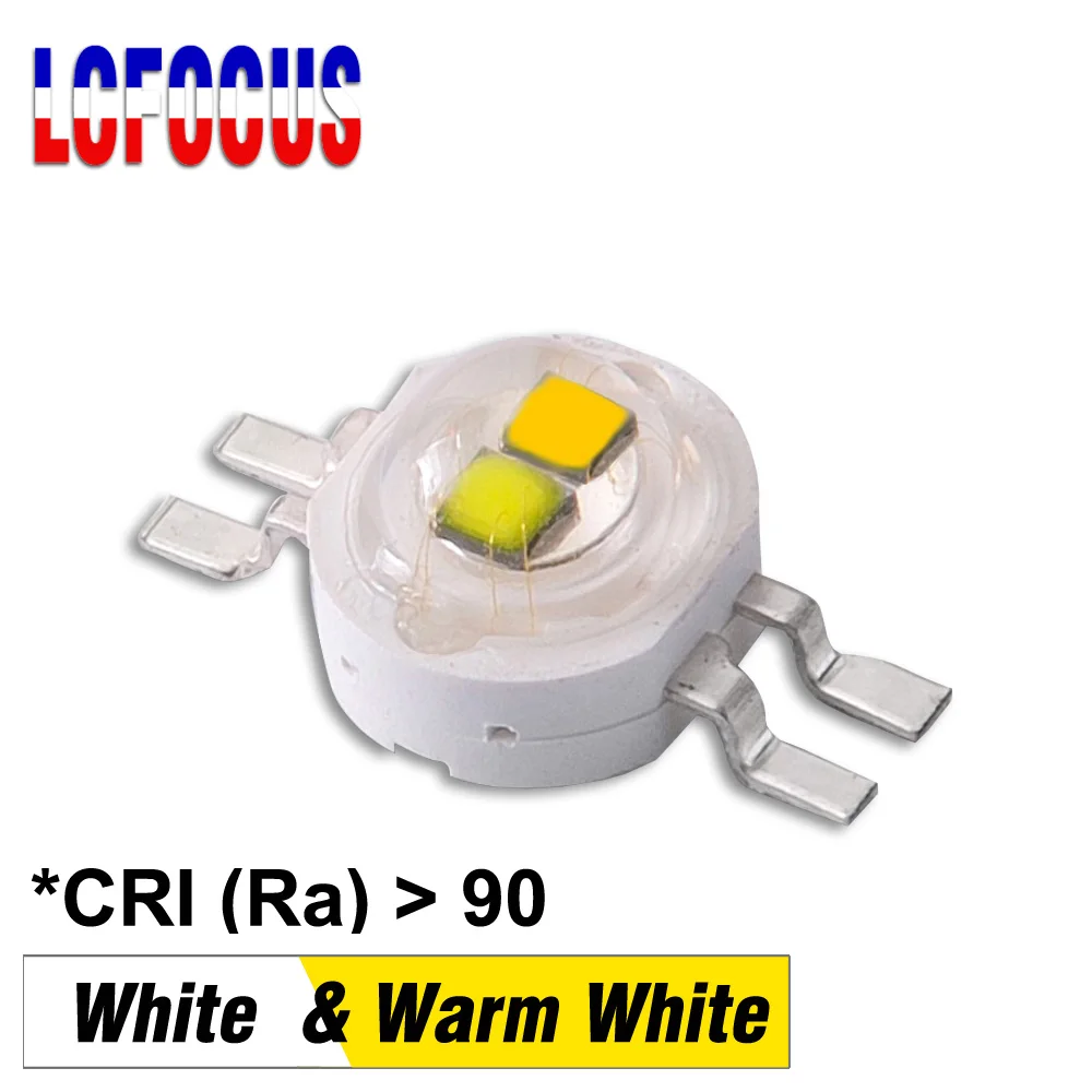 Двойной чип High CRI Ra 90 3 Вт белый + теплый 45 мил COB 6 двухцветная Фотографическая