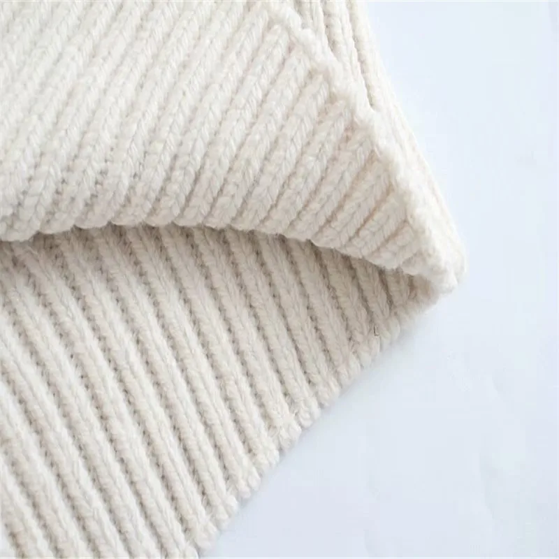 

Za Women Bow Adjustable Ties Knit Pullover 2021 Long Puff Sleeve Ruffle White Sweater Female Fashion Vintage Rib Knitted Top