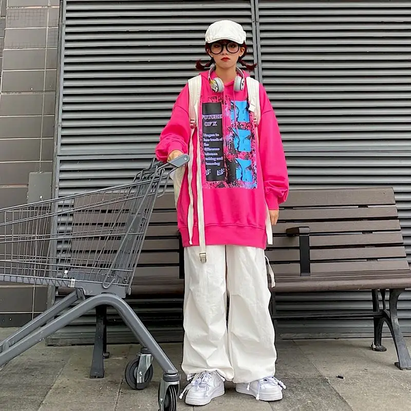 

Новинка Осень 2022, хлопковые комбинезоны и леггинсы, брюки для студенток, Белые Повседневные прямые широкие брюки в стиле бойфренд