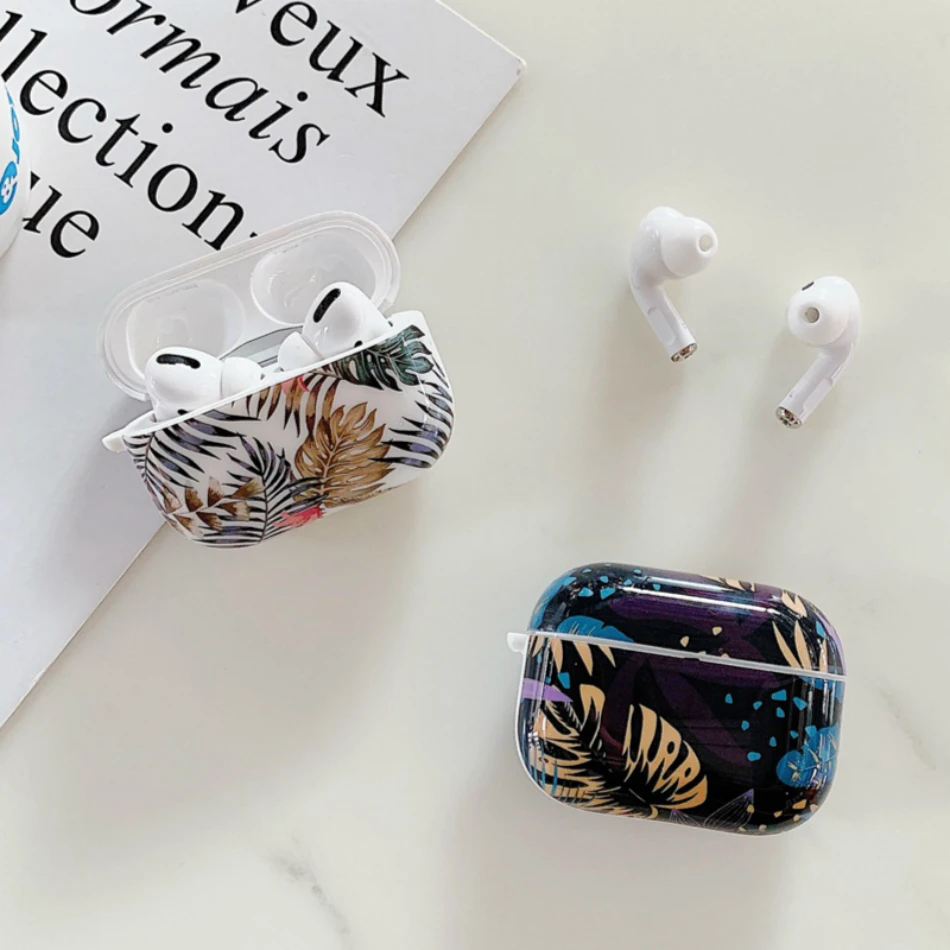 Роскошный чехол с мраморным цветком для наушников Airpods Pro Жесткий Чехол из
