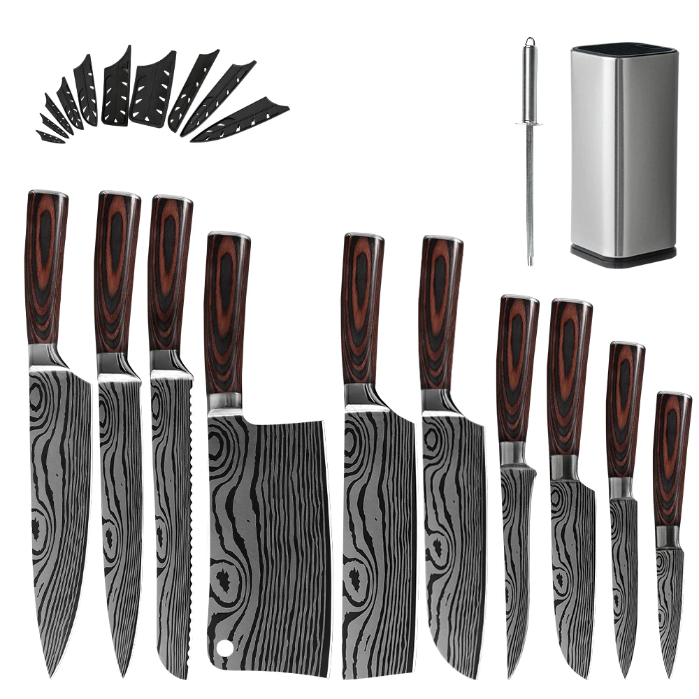 XYj Профессиональные Кухонные ножи лазерная имитация Дамасского узора шеф нож