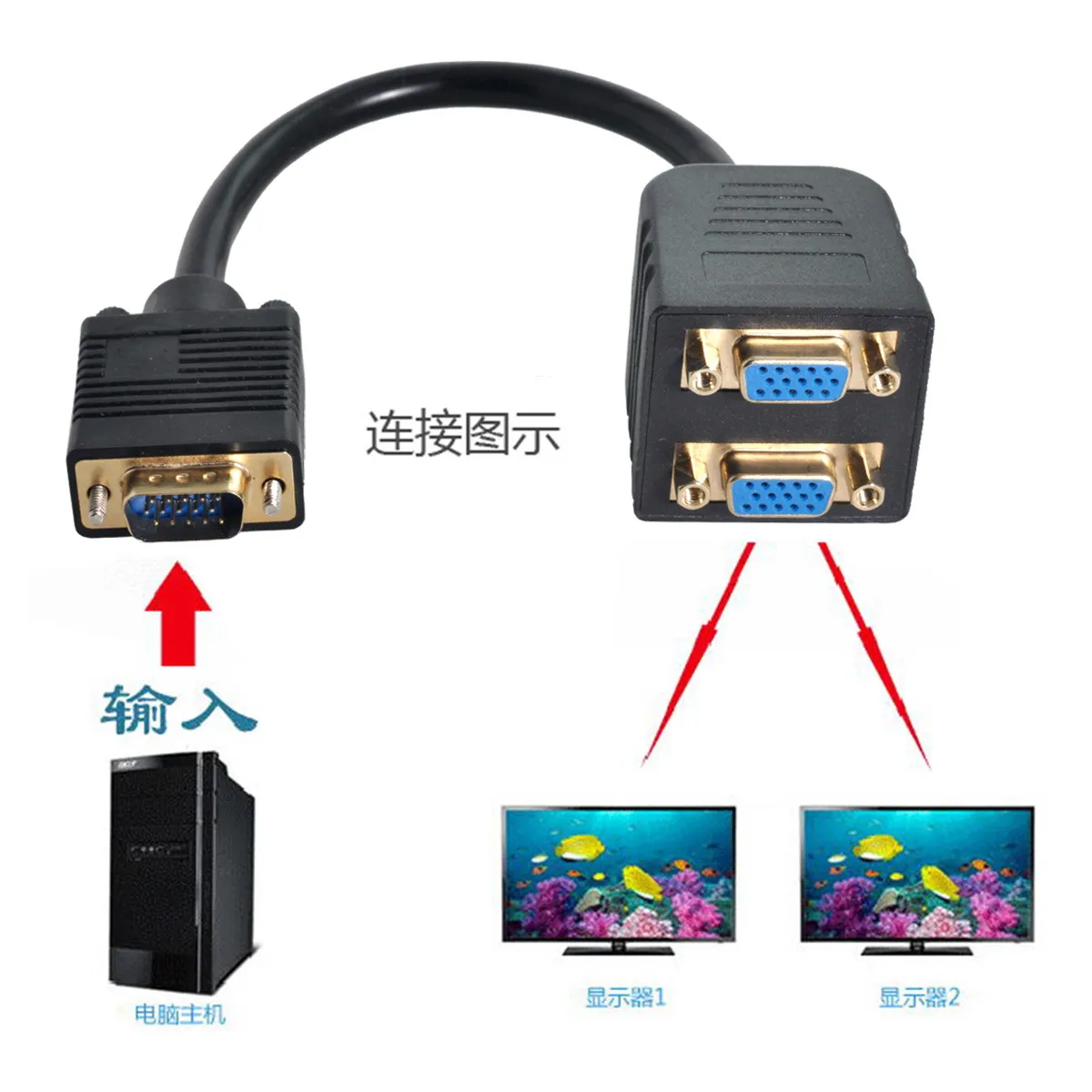 Удлинительный кабель разветвитель с RGB VGA SVGA Male на 2 HD 15 Female|rgb vga|extension cable2 vga |