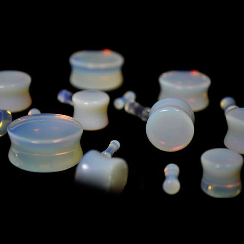 1 пара полудрагоценный Опалит белый камень круглые двойные вспышки ушные пробки