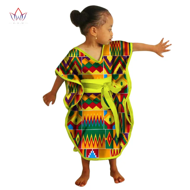 

African Kids Dresses African Dashiki Print Cotton Wax Matching Dresses Africa Children Summer Plus Size Clothing WYT69