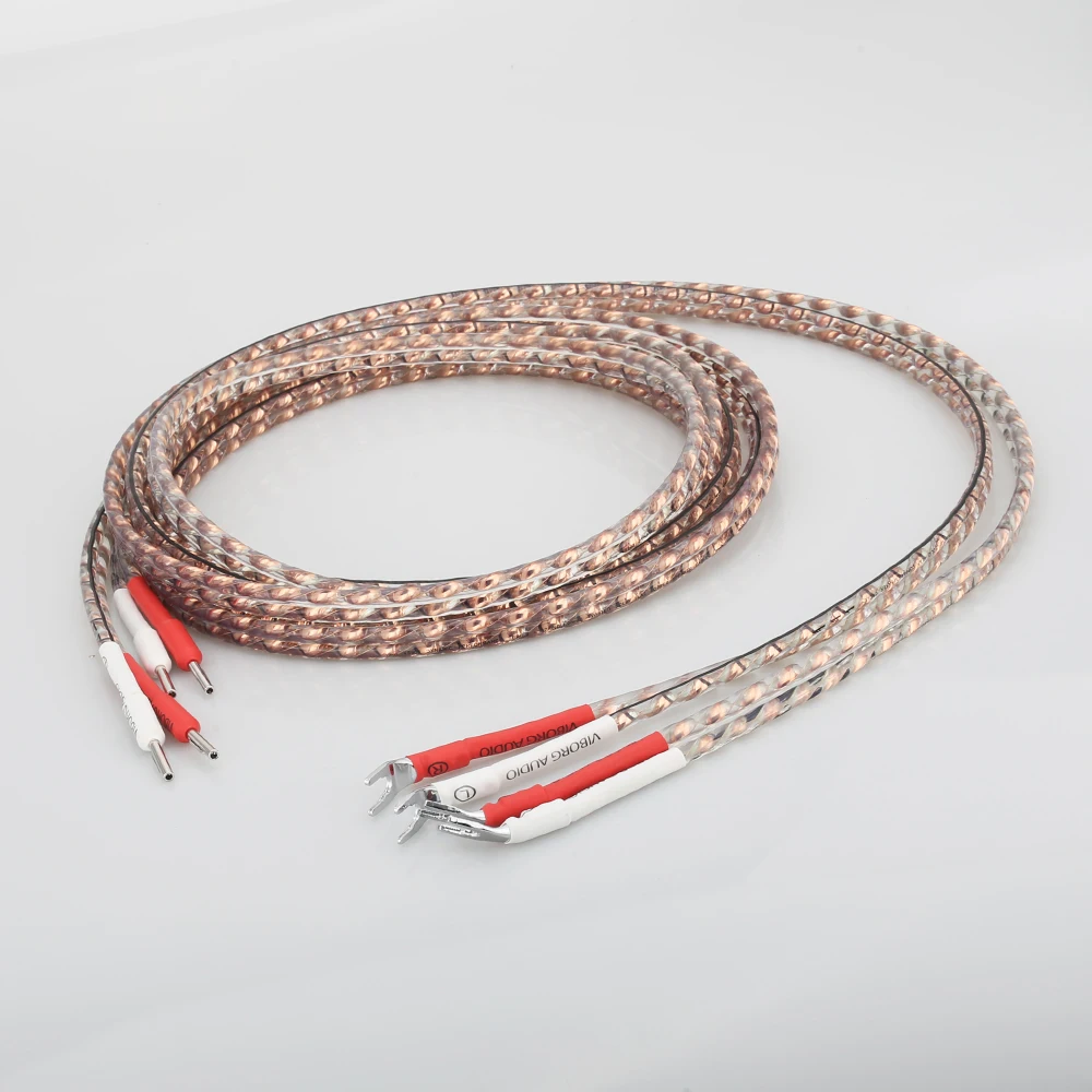 

Pair Viborg VS903 HIFI Fidelity speaker cable with pure copper Spade to banana plug audiophile Loudspeaker Cable HIFI