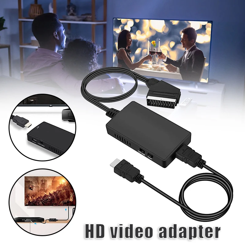 HD 1080P Switch Video Audio Converter The broom head is equipped with an HDMI cable for Monitor Projector HDMI Compatible