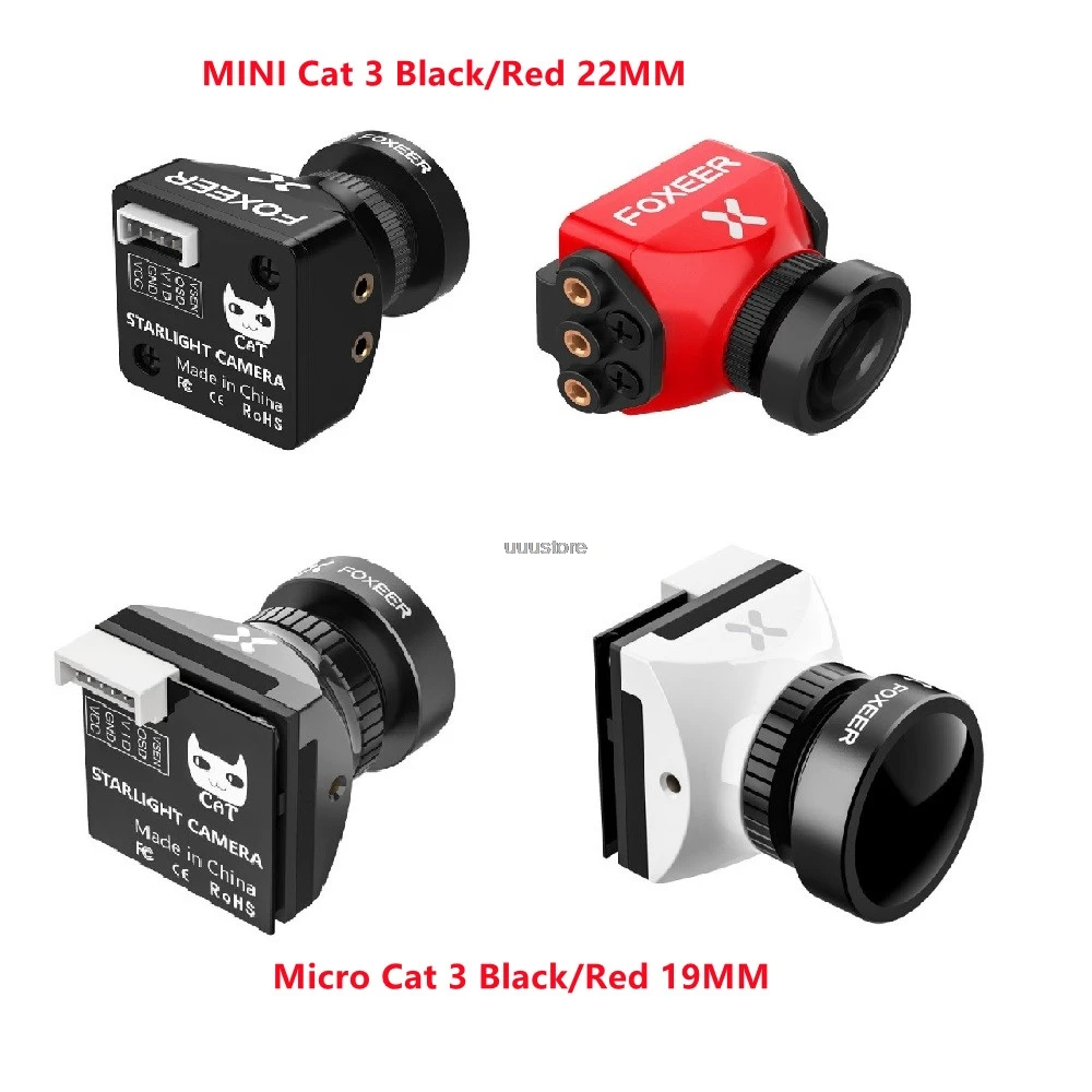 Камера Foxeer Cat 3 Mini 22 мм/Micro 19 мм 1200TVL Starlight 0.00001Lux FPV с низкой задержкой и низким