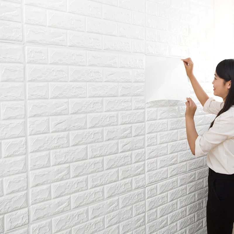 

70*77cm 1pcs 3D Wall Stickers Self adhesive Waterproof TV Background Brick Wallpapers Living Room Wallpaper Bedroom Decorative