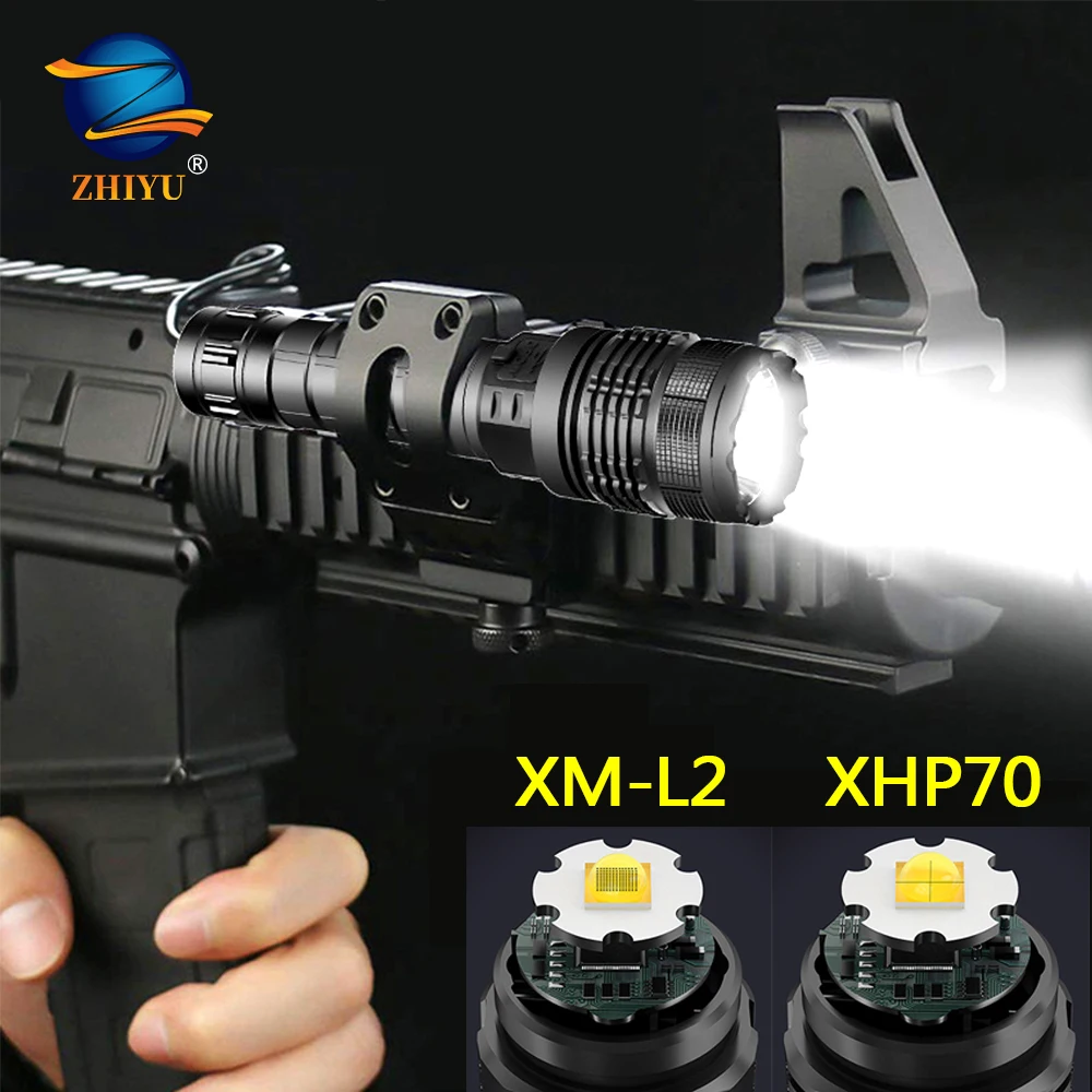

ZHIYU Most Powerful XHP70 26650 LED Flashlight Waterproof USB Rechargeable XM-L2 18650 Tactical Light 26650 Zoom Camping Torch