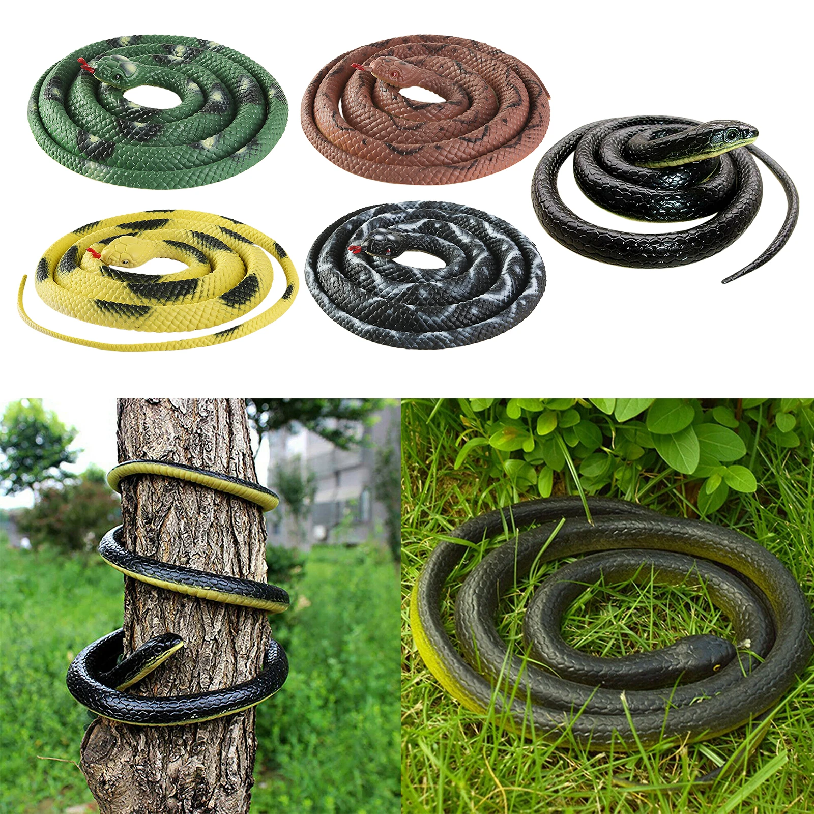 

120cm Large Soft Lifelike Simulation Rubber Snake Toys Halloween Joke Toy