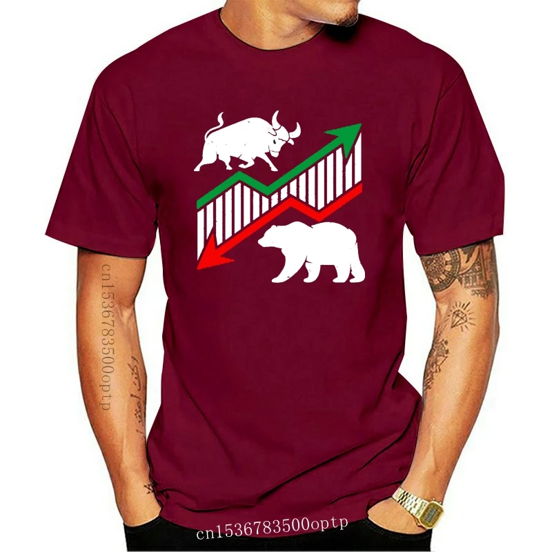 

New Men t shirt Bull and Bear Stock Market gift funny shares tshirts Women-tshirt