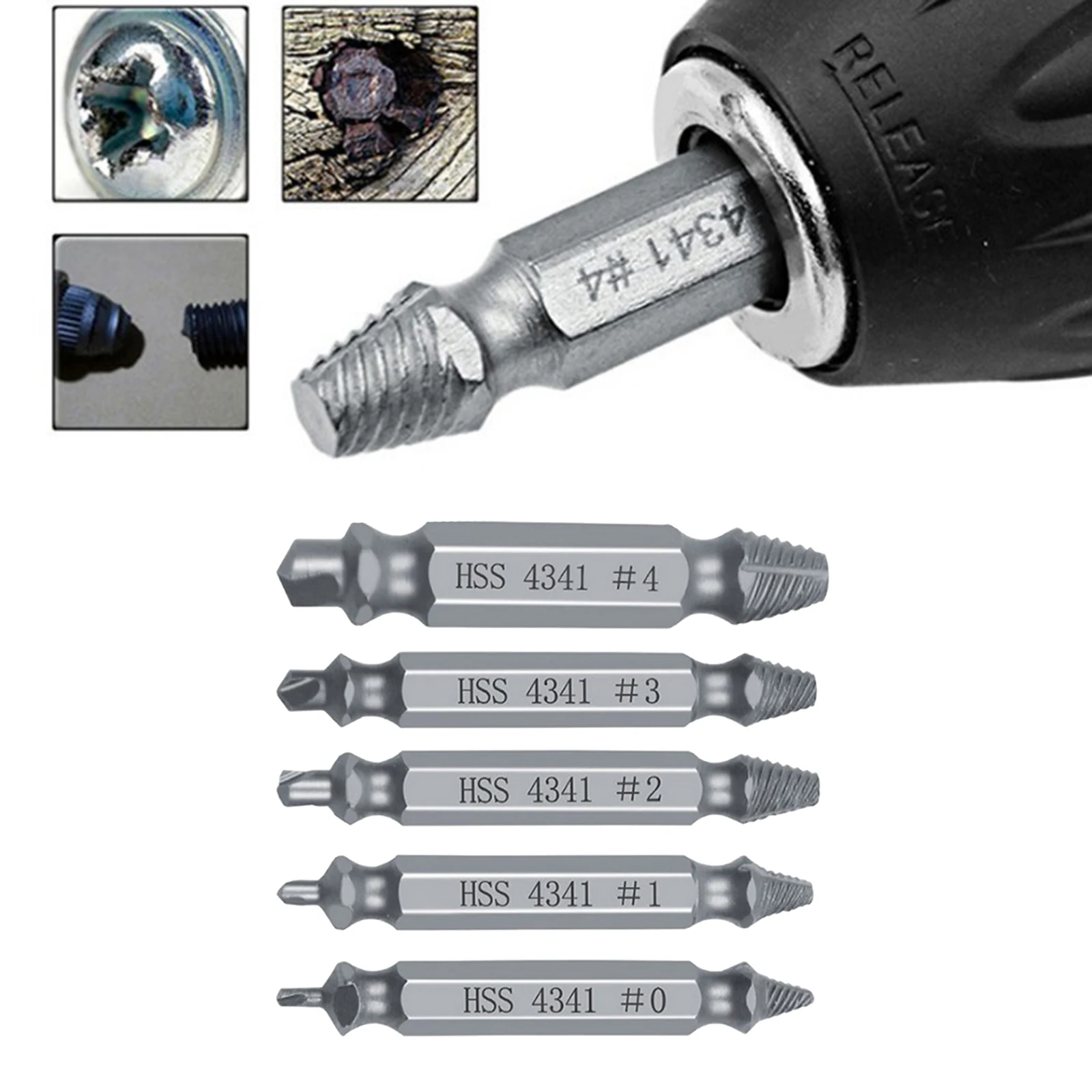 

5x HSS Broken Damaged Screw Extractor Drill Bits Set Bolts Remover Tool
