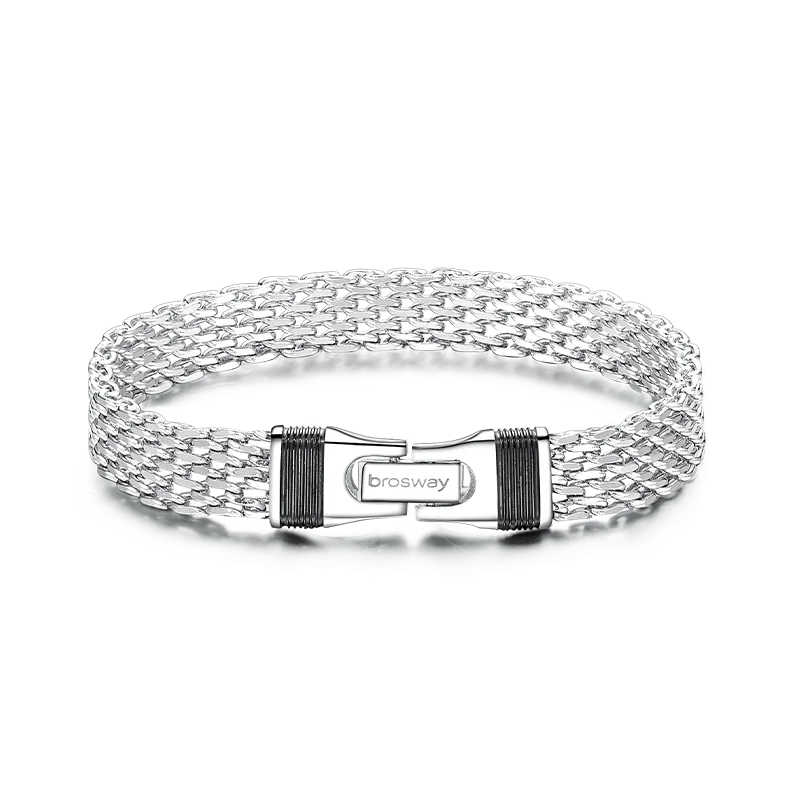 

Brosway Original Men Cuff Bracelet Charms Simple Fine Black and Silver Wide Bracelet Mesh Men's Titanium Steel Bracelet Jewelry