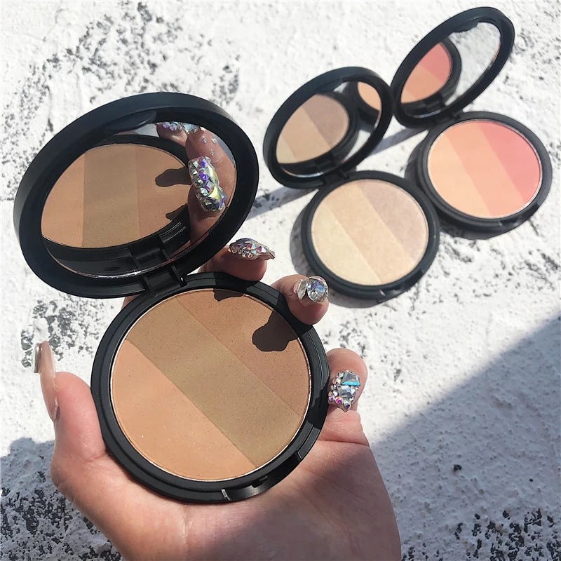 

NEW 3 Colors Face Makeup Highlighter Contour Powder Palette Stereoscopic Five Senses V Shaped Face Bronzers Highlighter Powder