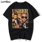 Мужская хлопковая футболка Usher, Винтажная футболка в стиле рэпа, в стиле хип-хоп, с коротким рукавом, 2021