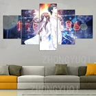 5 шт., модульные картины на холсте, HD принты, аниме, ворота, плакаты, настенное искусство, украшение для дома, для гостиной, картины, рамки
