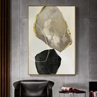 Абстрактные черные Акварельные картины на холсте постер с золотыми линиями скандинавские настенные картины на холсте для гостиной домашний декор