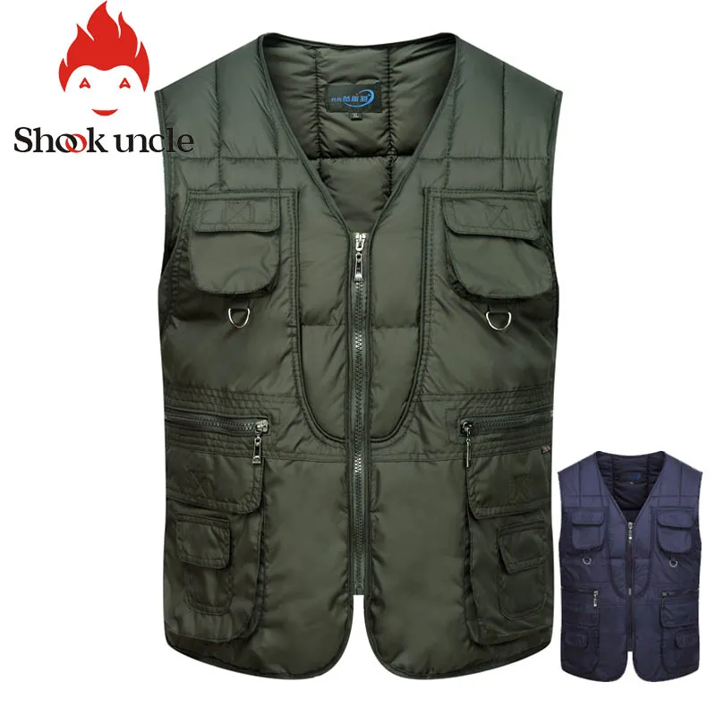 

Multi Pocket Cotton Vest For Men Winter Padded Casual Thick Warm Photographer Sleeveless Outerwear Jacket With Many Pocke