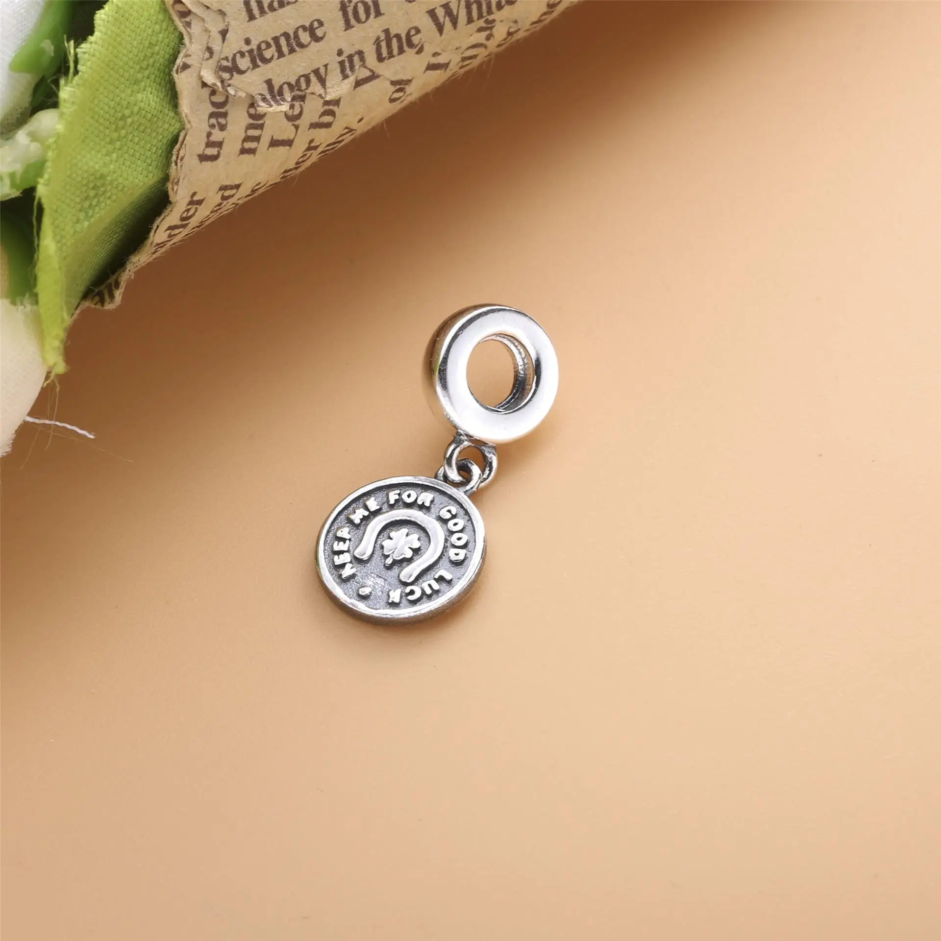 

Authentic 100% 925 Sterling Silver Charm LUCKY PENNY Dangle Charms Fashion Bracelet Beeds DIY Jewelry For Women Gift