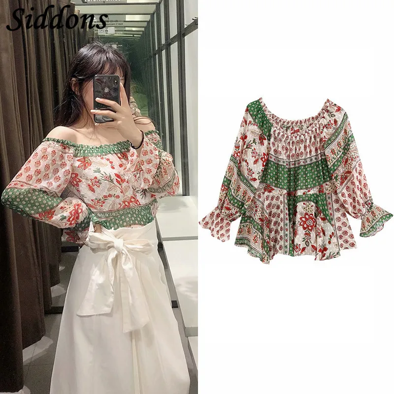 Женские блузки с открытыми плечами и длинным рукавом повседневные свободные