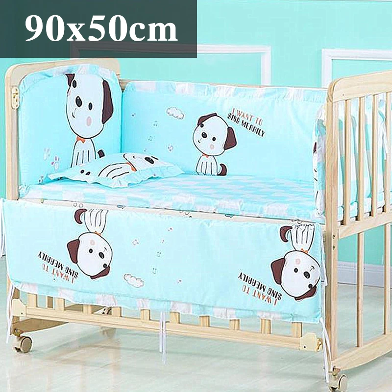 Stereo puppy 90x50cm 5 шт. натуральный хлопок детское постельное белье Комплект для бампера мягкий съемным моющимся коляска для новорожденных Детское постельное белье детская кроватка бампер детская комната с декором на утолщенной - Цвет: Stereo puppy 90x50cm