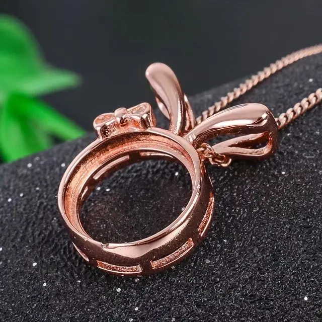 

Round Pendant Tray for Jewelry DIY 925 Silver Cabochon Gemstone Pendant Base Sterling Silver Semi Mount Pendant for Amber