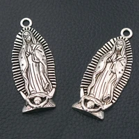 2pcs silver plated large christian virgin mary metal pendant diy charm necklace jewelry religious handicrafts making a2222