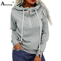 women hooded sweatshirt stand pocket hoodies fashion zipper top casual pullovers 2021 new sexy retro shirt female streetwear