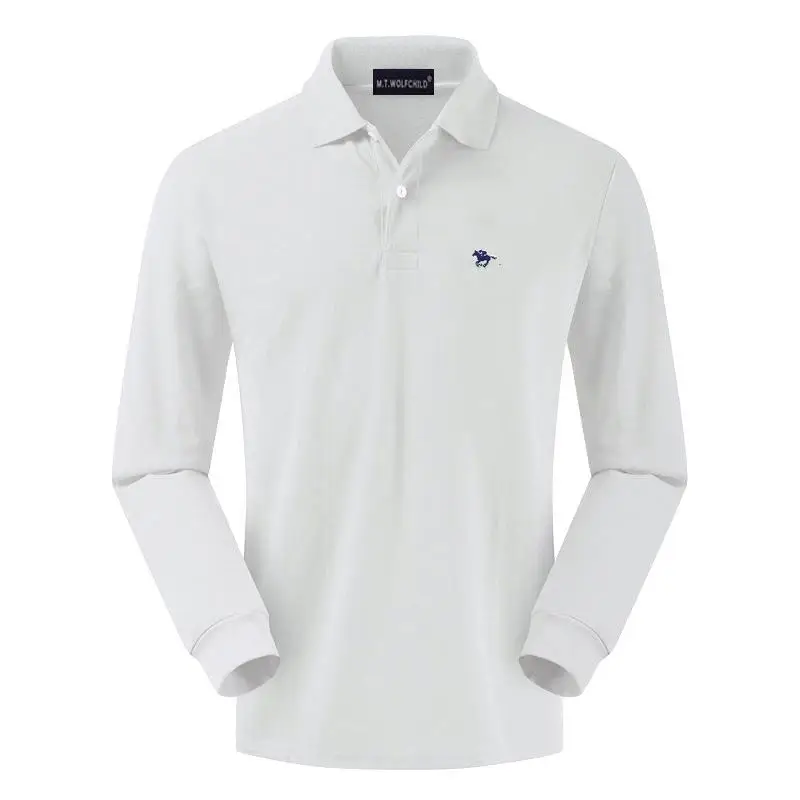 Модные брендовые мужские рубашки поло с длинным рукавом 100% хлопок однотонные
